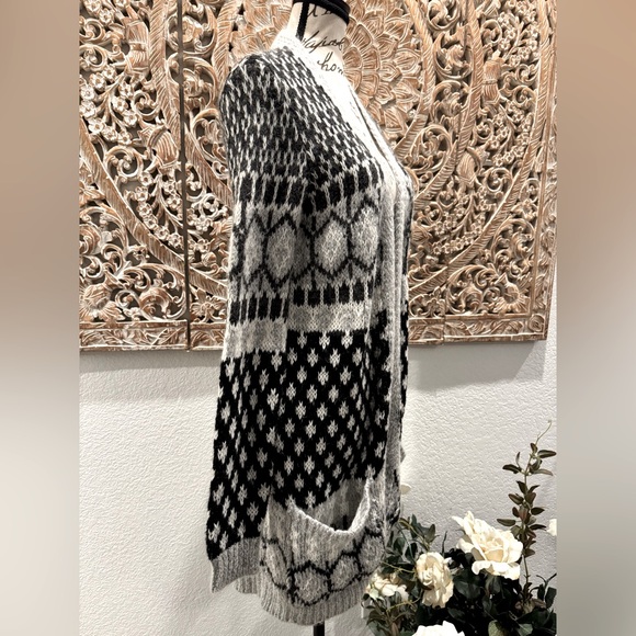 Lara Knit Black & Gray Mohair Wool Sweater Cardigan, Made in Italy 🇮🇹 - size M - Picture 5 of 12